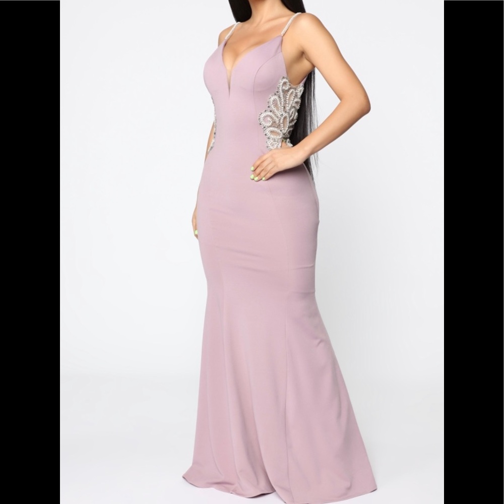 Sexy and flattering embellished mauve gown NWT